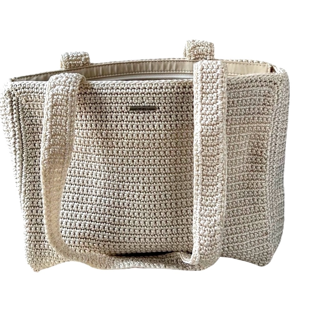The Sak Crochet Dual Handle Shoulder Bag in Cream